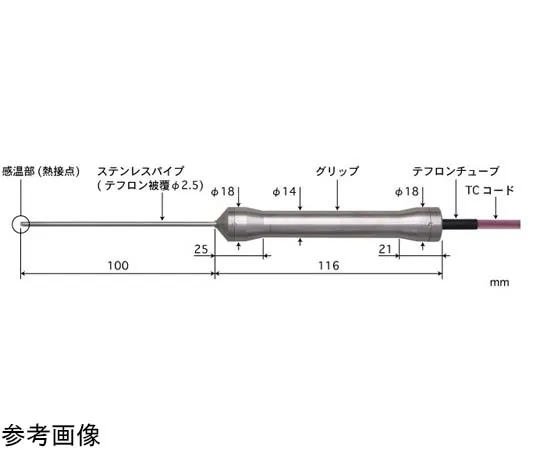 65-3533-02　［Out of stock］HACCP Food Center Temperature Sensor BC Series with ISO document set -200~300°C 20 seconds　BC-22E-010-TC1-ASPC