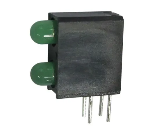 63-4892-86　Kingbright L-710A8MD/2GD, Green Right Angle PCB LED Indicator, 2 LEDs, Through Hole 2.5 V　L-710A8MD/2GD