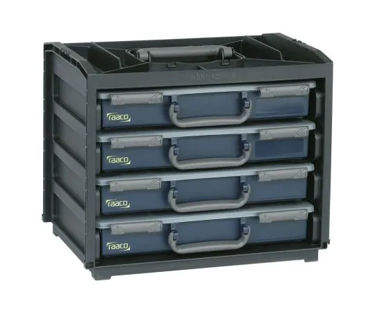 63-4744-91　Raaco 64 Cell Black, Grey PC, PP, Adjustable Compartment Box, 310mm x 376mm x 265mm　136242