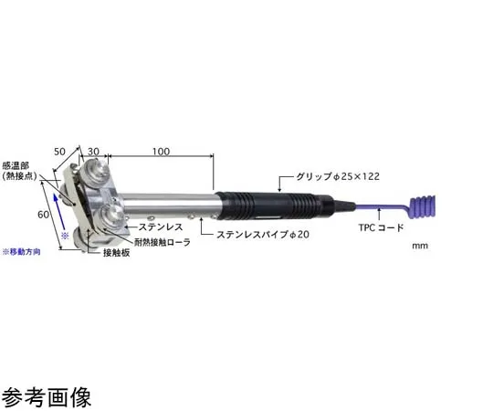 65-3529-97　Temperature Sensor for High Performance Moving Surface Contact Support Type SX Series -50~400°C Contact Roller Type Straight E Type　SX-671E-01-1-TPC1-ASP