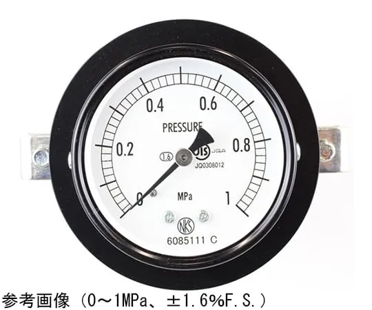 65-4270-66-20　Normal Pressure Gauge (Φ60) Embedded D Frame (Mounting Bracket) with 0.16 MPa Inspection Certificate　AA15-121