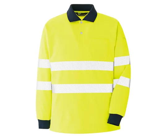 65-1280-56　Work Clothes, VERDEXCEL High Visibility Long Sleeve Polo Shirt Yellow S VES2354-UE-S　VES2354-UE-S