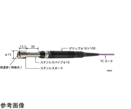 65-3527-92　Temperature Sensor for Static Surface Type A Series -50~500°C Type E Straight, Parallel 30 mm　A-231E-00-1-TC1-ASP