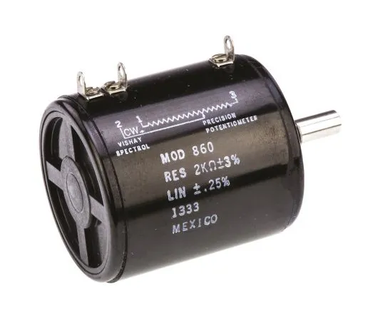 63-4754-85　Vishay 1 Gang 10 Turn Rotary Wirewound Potentiometer with a 6.35 mm Dia. Shaft, 2kΩ, ±1%, 8W, Linear 860B1202　860B1202