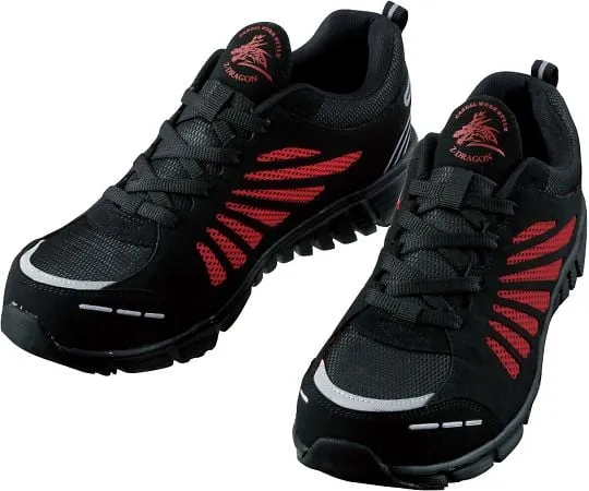64-0987-63　Safety Shoes Lace-Up Type Black x Red 25.0 cm　S4161