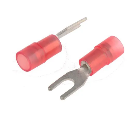 63-4750-43　RS PRO Insulated Crimp Spade Connector, 0.5mm² to 1.5mm², 22AWG to 16AWG, M3 (#4) Stud Size Nylon, Red　267-3717