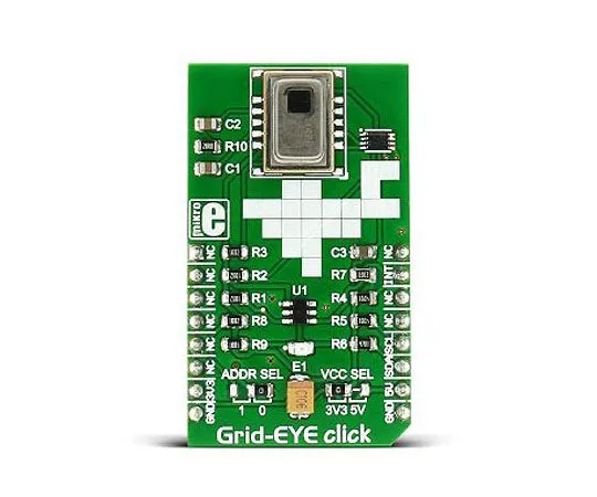 63-4687-73　MikroElektronika MIKROE-2539, Grid-EYE Click Infrared (IR) Sensor mikroBus Click Board for AMG8853　MIKROE-2539