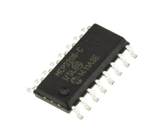 63-4777-43　Microchip 12-bit Serial ADC Pseudo Differential, Single Ended Input, 16-Pin SOIC　MCP3208-CI/SL