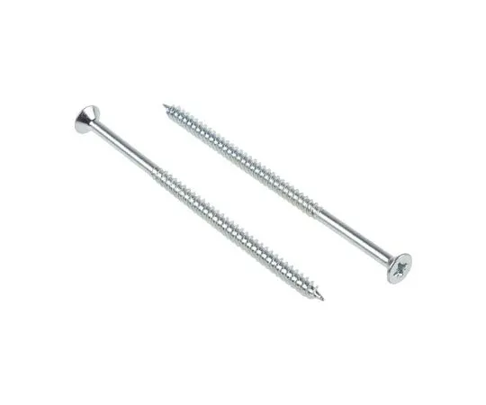 63-4690-80　Pozidriv Countersunk Steel Wood Screw Bright Zinc Plated, No. 10 Thread, 4in Length　144-3504