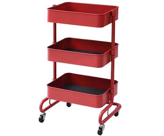 63-3956-03　［Out of stock］Work wagon basket trolley (with casters) red　LBTA-3RD