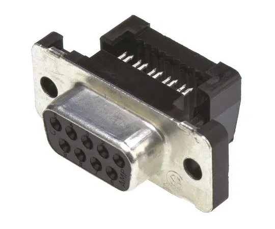 63-4786-80　TE Connectivity AMPLIMITE HDF-20 Series 2.77mm Pitch 9 Way IDC D-Sub Ribbon Cable Connector, Socket, Steel Shell　1658612-4