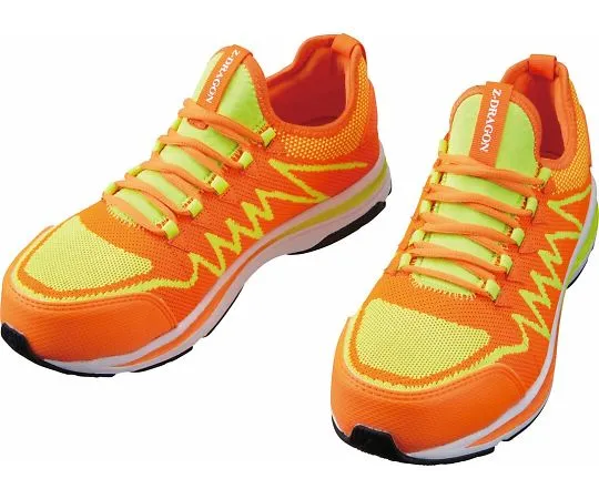 64-0989-45　Safety Shoes Lace-Up Type Orange x Yellow 25.0 cm　S5181