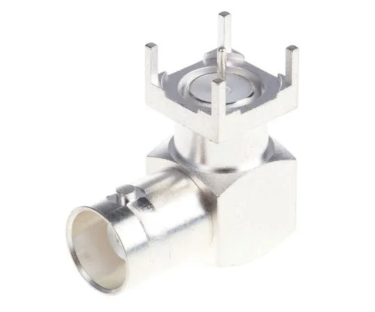 63-4874-72　RS Right Angle 50Ω PCB Mount BNC Connector, jack, Silver, Through Hole Termination　546-4516