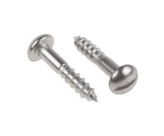 63-4690-99　Slot Round Stainless Steel Wood Screw, A2 304, 4mm Thread, 20mm Length　144-3530