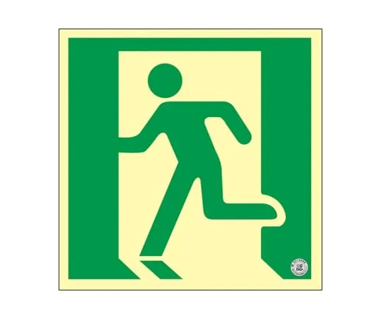 61-9938-69　Middle Luminance Phosphorescent Set Emergency Exit Sign Wall Sticker Type 120mm Square　068031