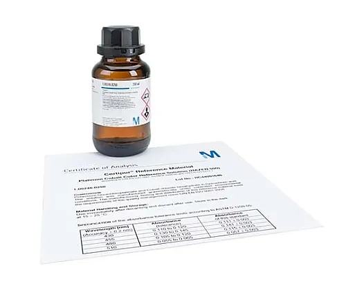 61-0286-42　Platinum Cobalt Color Reference Solution (HAZEN 500) DIN EN ISO 7887 And ASTM D1209 Compliant Pt 500mg/L Certipur(R) 100246 250mL　1.00246.0250