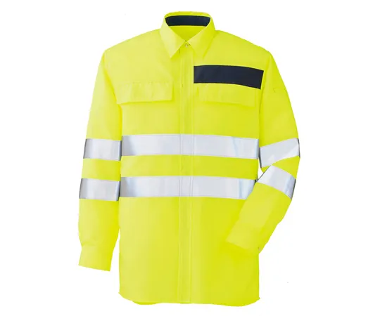 65-1288-60　Work Clothes, JIS Standard, High Visibility Shirt Yellow S VES2334-UE-S　VES2334-UE-S