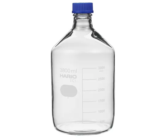 64-0916-79　Heat Resistant Screw Cap Bottles (with Liquid Draining Ring) 3800 mL 4 Pieces　NBO-3.8L