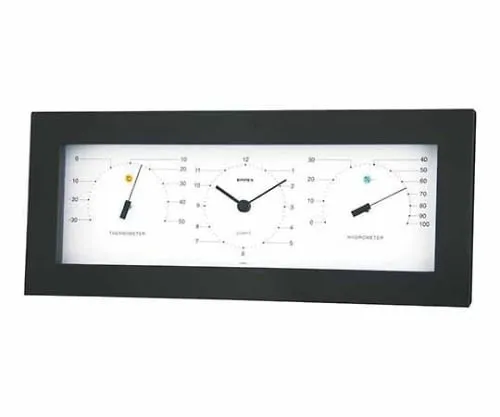 61-6864-92　MONO Thermometer, Clock, Hygrometer 122 x 292 x 38mm 530G (Gift Box)　MN-4841