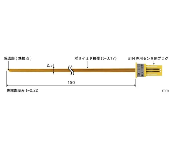 65-3531-23　Tape Type Multi-Purpose Temperature Sensor Replacement Type STN Series 5 Pieces/1 Set -50~400°C 150 mm K Type　STN-34K-015