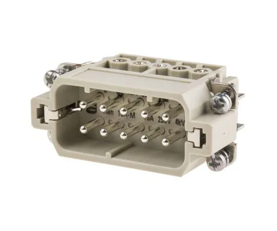 63-4717-13　Han A Series size 10 A Panel Mount Connector Insert, Male, 10 Way, 16A, 600 V　9200102612