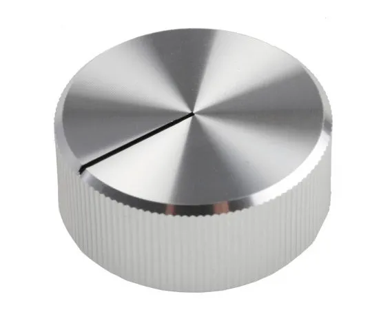 63-4803-56　RS Pro Potentiometer Knob, Grub Screw Type, 30mm Knob Diameter, Silver, 6.4mm Shaft　465-9864