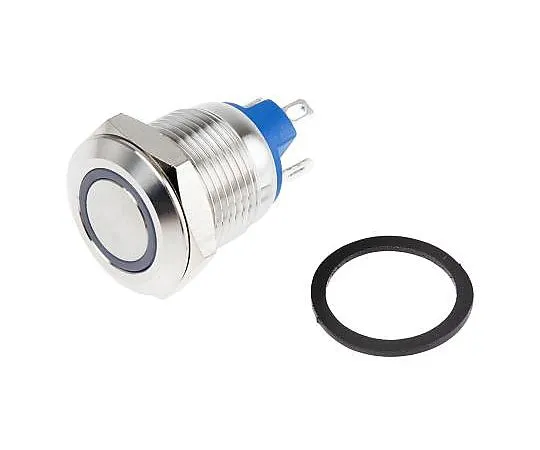 63-4661-83　RS PRO Single Pole Single Throw (SPST) Momentary White LED Push Button Switch, IP65, IP67, 12 (Dia.)mm, Panel Mount,　111-6532