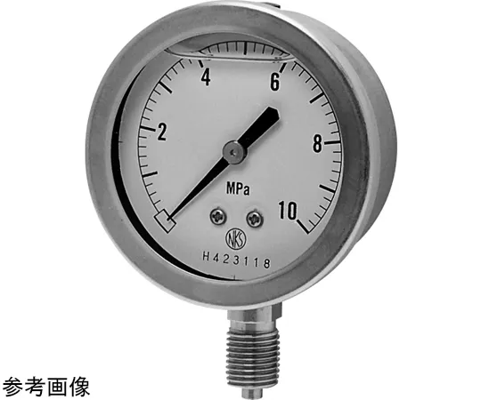 69-3940-03　φ100 Pressure Meter Pressure Meter with Glycerin GV42 G3/8B A Frame　GV42-133-0.1-0.1MPA