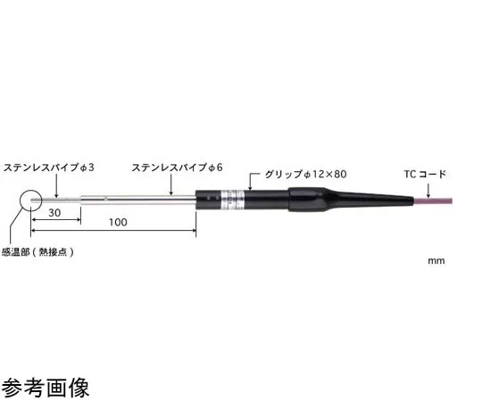 65-3533-43　［Out of stock］Temperature Sensor for Micro Surface CS Series with ISO Document -50~400°C Pipe Shape: Type 1 Type K　CS-01K-010-1-TC1-ASP