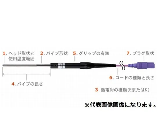 65-3541-51　Temperature Sensor for Micro Surface CS Series, Tip φ3.0 mm/-50~400°C, Pipe Shape: 90° K Type 50 mm　CS-03K-005-1-TC1-ASP