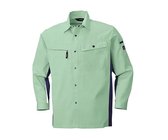63-1800-87　Long Sleeve Shirt Earth Green x Blue Gray　6655-23-M