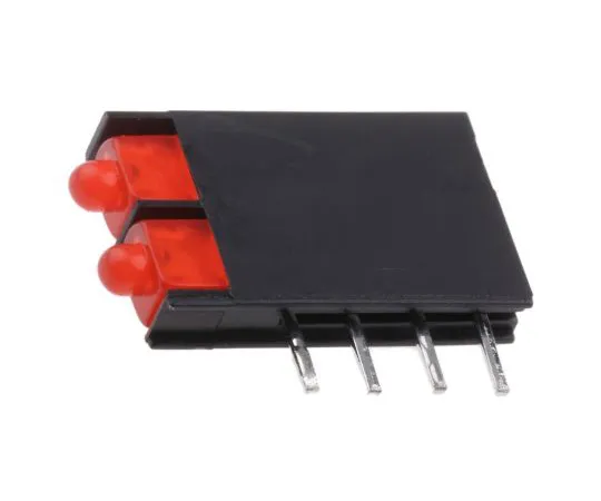 63-4804-12　Kingbright L-4060VH/2ID, Red Right Angle PCB LED Indicator, 2 LEDs, Through Hole 2.5 V　L-4060VH/2ID
