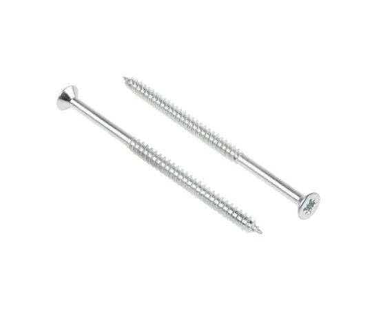 63-4690-78　Pozidriv Countersunk Steel Wood Screw Bright Zinc Plated, No. 8 Thread, 3in Length　144-3502