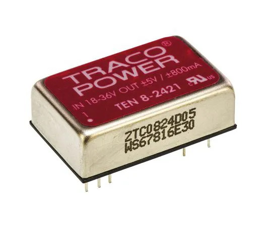 63-4790-81　TRACOPOWER TEN 8 8W Isolated DC-DC Converter Through Hole, Voltage in 18 → 36 V dc, Voltage out ±5V dc　TEN 8-2421