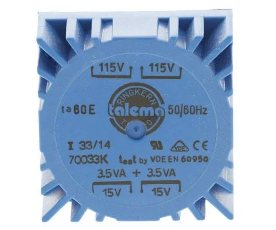 63-4735-77　2 Output Toroidal Transformer, 7VA, 2 x 15V ac　70033K