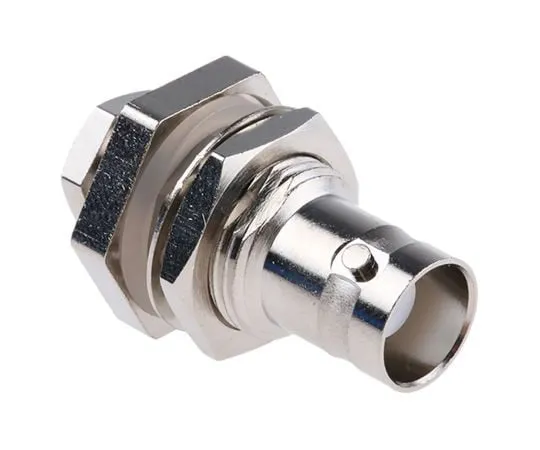 63-4874-49　RS Straight 50Ω Panel Mount Bulkhead Fitting BNC Connector, jack, Nickel, Clamp Termination, RG174B　546-3951