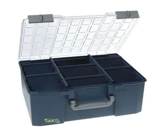 63-4740-64　Raaco 9 Cell Blue PC, PP Compartment Box, 150mm x 415mm x 330mm　136341