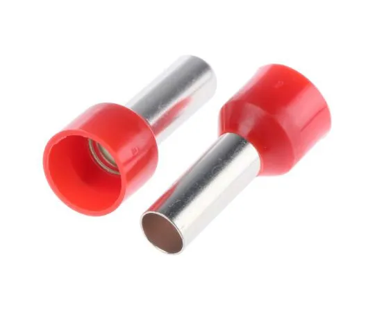 63-4842-45　RS PRO Insulated Crimp Bootlace Ferrule, 12mm Pin Length, 4.5mm Pin Diameter, 10mm² Wire Size, Red　513-2657
