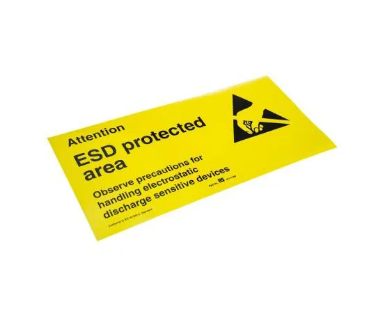 63-4727-80　RS PRO Black/Yellow Vinyl ESD Poster, Attention Esd Protected Area-Text 300 mm x 150mm　211-1180