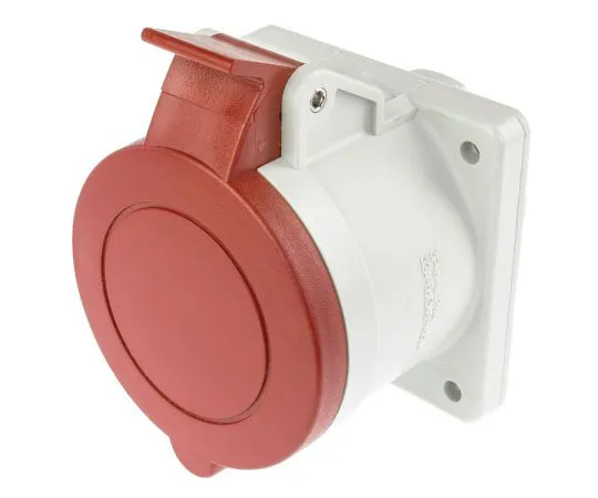 63-4802-11　RS PRO IP44 Red Panel Mount 3P+N+E Industrial Power Socket, Rated At 32A, 415 V　464-1661
