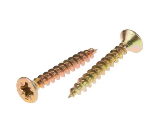 63-4690-57　Pozidriv Countersunk Steel Wood Screw Yellow Passivated, Zinc Plated, 4mm Thread, 30mm Length　144-3476