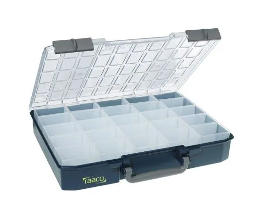 63-4724-53　Raaco 25 Cell Blue PC, PP Compartment Box, 80mm x 415mm x 330mm　136327