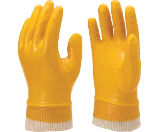 67-6859-26　Vinyl Chloride Gloves (w/Lining) NO30 Bulk Duty Simple Packaging Hylon Yellow L Size 1 Bag (10 Pairs)　NO30-L10P