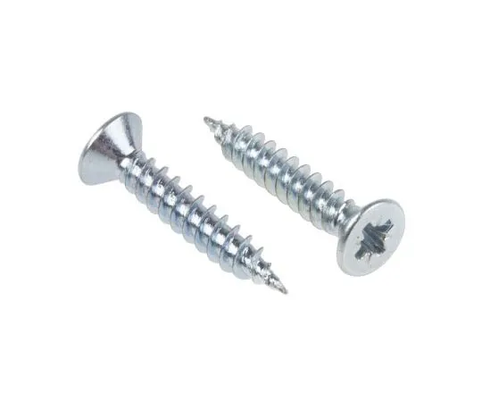 63-4690-72　Pozidriv Countersunk Steel Wood Screw Bright Zinc Plated, No. 4 Thread, 5/8in Length　144-3496