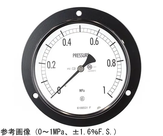 65-4281-54-20　Regular Pressure Gauge (Φ100) Embedded D Frame (Mounting Hole) with 0.6 MPa with Inspection Certificate for Heat and Vibration Resistance　AE15-231