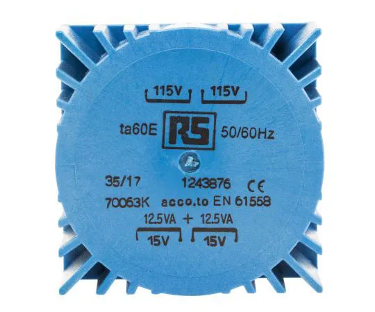 63-4675-24　RS PRO 2 x 115V, 2 x 15V Toroidal Transformer, 25VA　124-3876