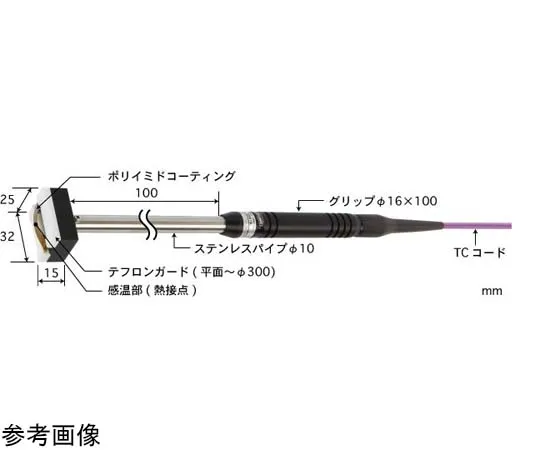 65-3529-29　Temperature Sensor U Series for Moving/Rotating Surface -50~250°C Guard Type (Teflon) 25 x 32 E Type Straight, Parallel　U-111E-01-D0-1-TC1-ASP
