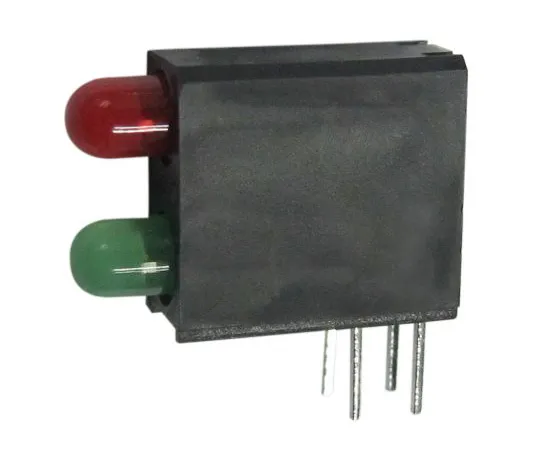 63-4892-83　Kingbright L-710A8GE/1I1GD-RV, Green & Red Right Angle PCB LED Indicator, 2 LEDs, Through Hole 2.5 V　L-710A8GE/1I1GD-RV