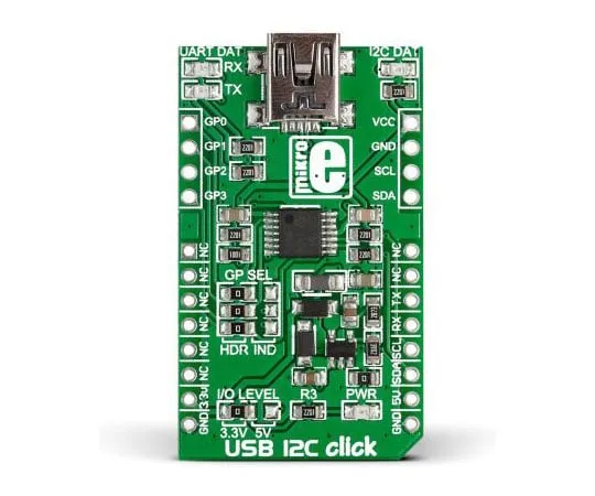 63-4687-70　MikroElektronika, USB 12C click USB to I2C, USB to UART Development Board for MCP2221 for MikroBUS - MIKROE-1985　MIKROE-1985