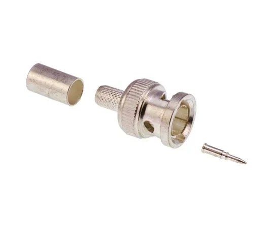63-4782-49　TE Connectivity Straight 75Ω Cable Mount BNC Connector, Plug, Silver, Crimp Termination, RG140/U, RG210/U, RG59 B/U,　1-1337429-0